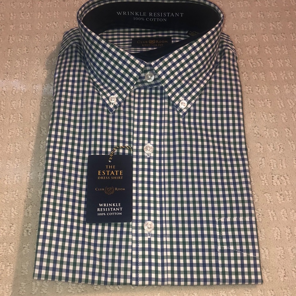 NWT , mens plaid shirt, long sleeve, button down collar